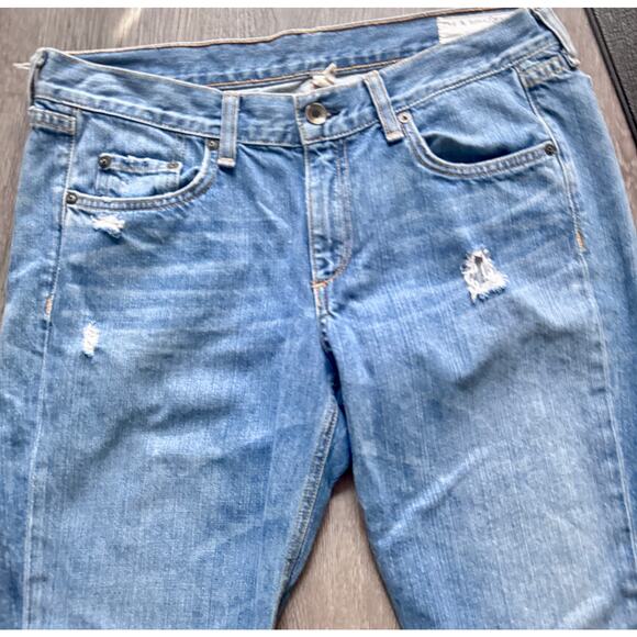Rag & Bone Distressed Boyfriend Jeans Moss with Holes Size 27 Blue - Picture 5 of 10